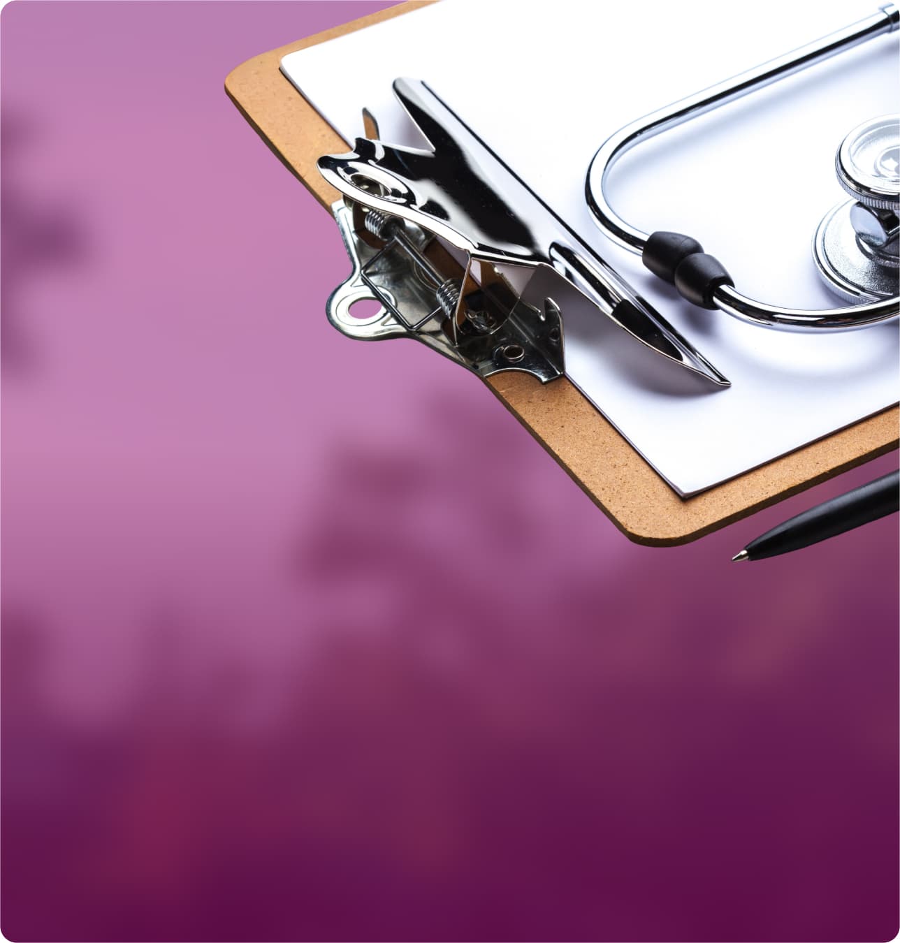 Clipboard with medical stethoscope